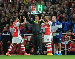 Arsenal V Burnley 2014/15 Prints: Theo Walcott Replaces Alex Oxlade-Chamberlain: Arsenal vs Burnley, Premier League 2014/15
