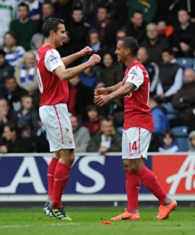 Queens Park Rangers V Arsenal 2011-12 Prints: Theo Walcott and Robin van Persie Celebrate Goal: Queens Park Rangers vs