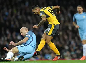 Manchester City V Arsenal 2016-17 Prints: Theo Walcott Scores Dramatic Goal Against Manchester City's Pablo Zabaleta (Premier League 2016-17)