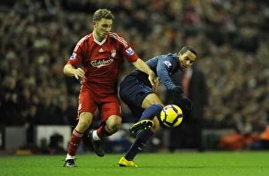 Images Dated 13th December 2009: Theo Walcott Scores Past Fabio Aurelio: Liverpool 1 - Arsenal 2 (Barclays Premier League, 2009)