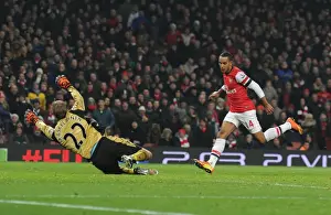 Arsenal V West Ham United 2012-13 Prints: Theo Walcott Scores Past Jussi Jaskelainen: Arsenal's Fourth Goal vs