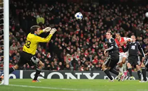Arsenal V Partizan Belgrade 2010-11 Prints: Theo Walcott Scores the Second Goal: Arsenal Leads 2-1 vs