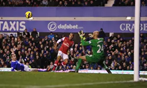 Everton V Arsenal 2012-13 Prints: Theo Walcott Scores Stunner Past Tim Howard: Everton vs Arsenal, Premier League 2012-13