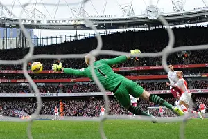 Arsenal V Aston Villa 2014-15 Prints: Theo Walcott Scores Thrilling Goal Past Brad Guzan: Arsenal vs Aston Villa