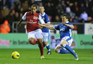 Wigan Athletic V Arsenal 2011-12 Prints: Theo Walcott Surges Past Gary Caldwell: Wigan Athletic vs. Arsenal, Premier League 2011-12