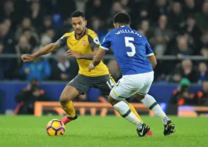 Everton V Arsenal 2016-17 Prints: Theo Walcott vs. Ashley Williams: A Premier League Showdown at Goodison Park