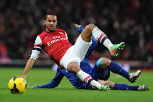 Arsenal V Cardiff City 2013-14 Prints: Theo Walcott vs Bo-Kyung Kim: A Battle at the Emirates - Arsenal vs Cardiff City