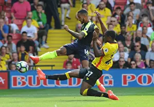 Watford V Arsenal 2016-17 Prints: Theo Walcott vs Christian Kabasele: A Premier League Face-Off at Vicarage Road