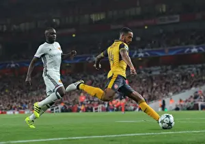 Arsenal V FC Basel 2016-17 Prints: Theo Walcott vs. Eder Balanta: A Clash in the Arsenal FC vs
