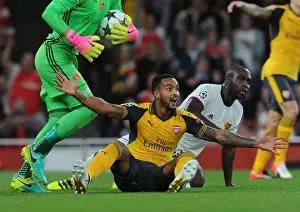 Arsenal V FC Basel 2016-17 Prints: Theo Walcott vs. Eder Balanta: A Controversial Penalty Call in Arsenal's UEFA Champions League Clash with FC Basel