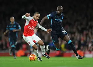 Arsenal V Manchester City 2015-16 Prints: Theo Walcott vs Eliaquim Mangala: A Battle in the Arsenal vs Manchester City Rivalry (2015-16 Premier League)
