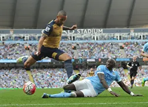 Manchester City V Arsenal 2105-16 Prints: Theo Walcott vs Eliaquim Mangala: A Premier League Battle at Manchester City (May 2016)