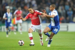 FC Porto V Arsenal 2009-10 Prints: Theo Walcott vs. Fernando: Arsenal vs