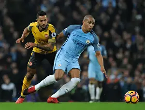 Manchester City V Arsenal 2016-17 Prints: Theo Walcott vs. Fernando: Clash at the Etihad - Manchester City vs
