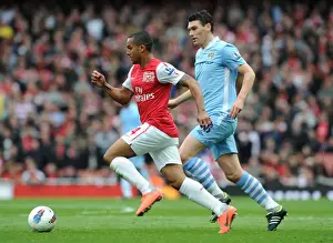 Arsenal V Manchester City 2011-12 Prints: Theo Walcott vs. Gareth Barry: Clash of Premier League Titans (Arsenal v Manchester City)