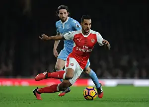 Arsenal V Stoke City 2016-17 Prints: Theo Walcott vs Joe Allen: Intense Battle at Arsenal's Emirates Stadium (Arsenal v Stoke City)