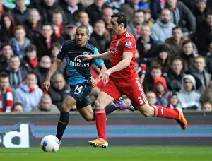 Liverpool V Arsenal 2011-12 Prints: Theo Walcott vs Jose Enrique: Intense Battle at Anfield (Liverpool v Arsenal)