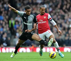 Arsenal V Tottenham Hotspur 2012-13 Prints: Theo Walcott vs. Kyle Naughton: A Football Rivalry Flares Up at Emirates Stadium (Arsenal vs)