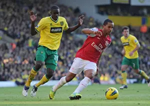 Norwich City V Arsenal 2011-12 Prints: Theo Walcott vs. Leon Barnett: A Premier League Battle at Carrow Road, November 2011