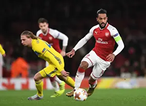 Arsenal V BATE Borisov 2017-18 Prints: Theo Walcott vs. Maksim Volodko: A Football Battle in the Arsenal FC vs