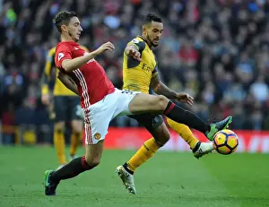 Manchester United V Arsenal 2016-17 Prints: Theo Walcott vs. Matteo Darmian: A Premier League Showdown at Old Trafford (2016-17)