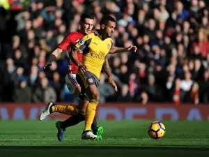 Manchester United V Arsenal 2016-17 Prints: Theo Walcott vs. Matteo Darmian: A Premier League Showdown at Old Trafford (2016-17)