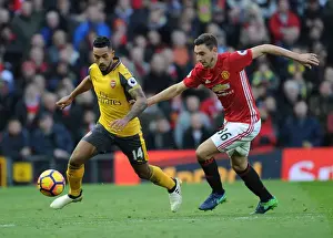 Manchester United V Arsenal 2016-17 Prints: Theo Walcott vs. Matteo Darmian: A Premier League Showdown at Old Trafford (Arsenal vs)