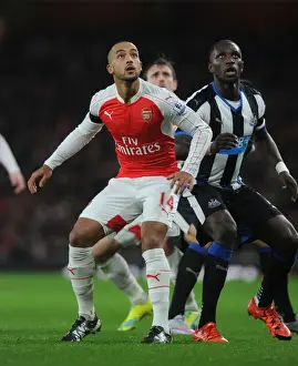 Arsenal V Newcastle United 2015-16 Prints: Theo Walcott vs. Moussa Sissoko: A Premier League Showdown at Arsenal vs. Newcastle United