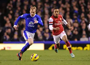Everton V Arsenal 2012-13 Prints: Theo Walcott vs. Tony Hibbert: A Football Rivalry at Goodison Park (Everton vs)