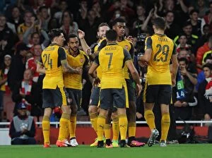 Arsenal v FC Basel 2016-17 Collection: Theo Walcott's Brace: Arsenal's Triumph over FC Basel in Champions League