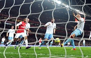 Images Dated 28th January 2012: Theo Walcott's Controversial Goal: Arsenal vs. Aston Villa, FA Cup 2011-12