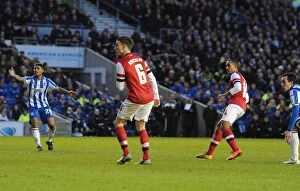 Images Dated 26th January 2013: Theo Walcott's Deflected Goal: Arsenal Cruise Past Brighton in FA Cup