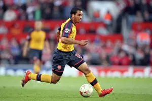 Theo Walcott's Determined Performance in Manchester United's 1:0 Semi-Final Win over Arsenal in the UEFA Champions League, Old Trafford, April 29, 2009