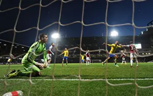 West Ham United V Arsenal 2013-14 Prints: Theo Walcott's Double Strike: Celebrating at the Expense of Disappointed Adrian (West Ham vs Arsenal)