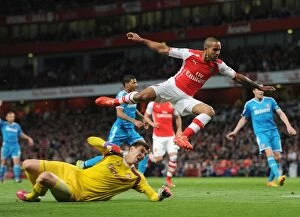 Arsenal v Sunderland 2014-15 Collection: Theo Walcott's Epic Leap Over Costel Pantilimon (Arsenal vs Sunderland, 2014-15)