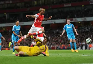 Arsenal V Sunderland 2014-15 Prints: Theo Walcott's Epic Leap Over Costel Pantilimon (Arsenal vs Sunderland)