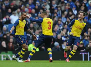 Brighton And Hove Albion V Arsenal - FA Cup 2014/15 Prints: Theo Walcott's FA Cup Goal: Arsenal's Celebration with Kieran Gibbs and Nacho Monreal (Brighton v Arsenal)