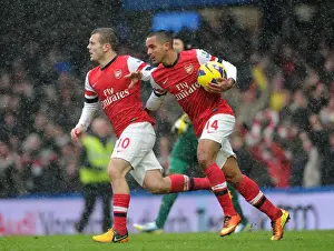 Chelsea V Arsenal 2012-13 Prints: Theo Walcott's Game-Winning Goal: Jack Wilshere's Emotional Reaction (Chelsea vs)