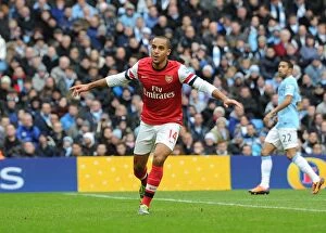 Manchester City Collection: Theo Walcott's Goal: Manchester City vs. Arsenal, Premier League 2013-14