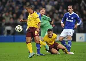 Schalke 04 V Arsenal 2012-13 Prints: Theo Walcott's Historic Goal: Beats Benedikt Howedes for Arsenal in the 2012-13 UEFA Champions League