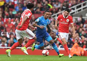 Arsenal V Benfica - Emirates Cup 2017-18 Prints: Theo Walcott's Impressive Outmaneuver of Pizzi: Arsenal vs SL Benfica - Emirates Cup 2017-18