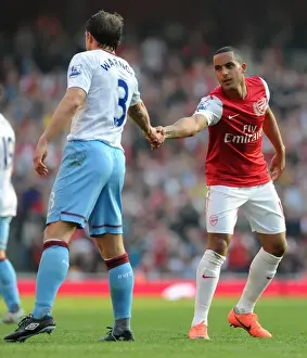 Arsenal V Aston Villa - 2011-12 Prints: Theo Walcott's Substitution: A Handshake Between Rivals - Arsenal's 3-0 Victory Over Aston Villa