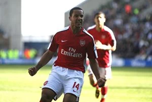 Wigan Athletic v Arsenal 2008-09 Collection: Theo Walcott's Thrilling Goal: Arsenal Crushes Wigan Athletic 4-1 in Premier League