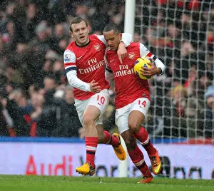 Chelsea V Arsenal 2012-13 Prints: Theo Walcott's Thrilling Goal: A Heartfelt Moment between Walcott and Wilshere (Chelsea vs)