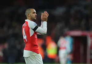 Theo Walcott's Triumphant Moment with Arsenal Fans after Arsenal v Newcastle United Match, Premier League 2015-16