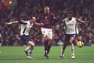Arsenal V Portsmouth 2005-6 Prints: Thierry Henry (Arsenal) Andy O Brien and John Viafara (Portsmouth)