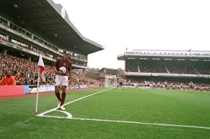 Thierry Henry (Arsenal) prepares to take a corner in the South East corner of the stadium