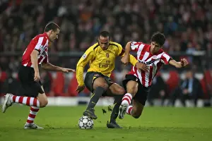 Thierry Henry (Arsenal) Timmy Simons and Manuel Da Costa (PSV)
