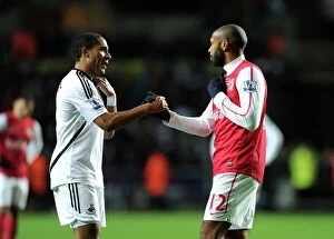 Swansea City v Arsenal 2011-12 Collection: Thierry Henry and Ashley Williams: A Sportsman's Gesture - Swansea City vs Arsenal, 2012