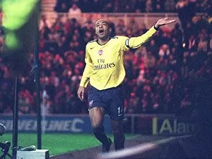 Thierry Henry celebrates scoring the Arsenal goal
